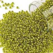 TOHO Round Seed Beads, Japanese Seed Beads, (1013) Silver Lined Peridot Luster, 11/0, 2.2mm, Hole: 0.8mm, about 1110pcs/10g(X-SEED-TR11-1013)