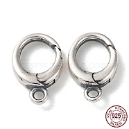 925 Thailand Sterling Silver Spring Gate Rings, Tibetan Style Round Clasps, with 925 Stamp, Antique Silver, 12x8x2.5mm, Hole: 1.4mm(STER-D003-55AS)