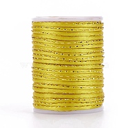 Polyester Cord, with Gold Metallic Cord, Chinese Knotting Cord, Yellow, 1.5mm, about 4.37 yards(4m)/roll(OCOR-G006-01-1.5mm-05)