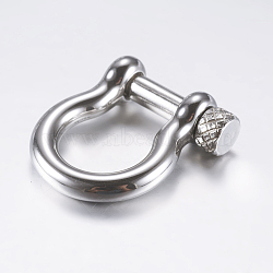 304 Stainless Steel D-Ring Anchor Shackle Clasps, for Bracelets Making, Stainless Steel Color, 25x22x7mm, Hole: 12x15mm(STAS-F133-22P)
