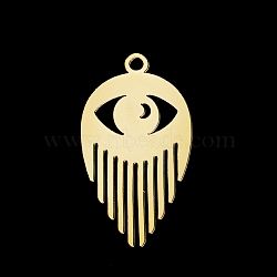 201 Stainless Steel Pendants, Laser Cut, Eye, Golden, 30x16x1mm, Hole: 2mm(STAS-T056-LA325-2)