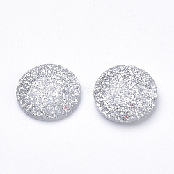 Resin Cabochons, with Glitter Powder, Dome/Half Round, Silver, 16x5mm(CRES-Q197-50G)