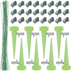 Nbeads Potted Plant Diversion Watering Splash-Proof Funne, with Plastic Plant Fixator, Iron Wire, Green, 132x62x35mm, 20sets(AJEW-NB0002-20)