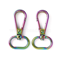 Rainbow Color Alloy Swivel Clasps, for DIY Bag Strap, 48x25x6mm, Hole: 19.5x10mm(FIND-WH0116-18M)