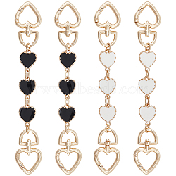 CRASPIRE 4Pcs 2 Colors Alloy Enamel Heart Link Purse Strap Extenders, with Spring Gate Clasp, Light Gold, Mixed Color, 17.8cm, 2pcs/color(PURS-CP0001-01)