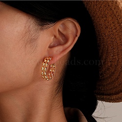 Brass Stud Earrings for Women, C-Shaped with Twist, Golden, 27x7mm(EJEW-Z067-02G)