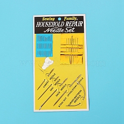 25Pcs Steel Heavy Duty Hand Sewing Needles Set, Bent & Staight Needle for Upholstery, Leather, Carpet Canvas Repair, Bookbinding U-shaped Needle, Stainless Steel Color, Packing: 180x95x3mm(PW-WG20689-04)