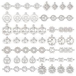 DIY Findings Kits, Including Tibetan Style Alloy Links & Pendants, Chakra Theme, Antique Silver, 84pcs/set(PALLOY-SC0004-02)