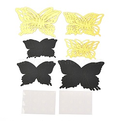 3D Plastic Wall Stickers, with Adhesive Tape, for Home Living Room Bedroom Wall Decorations, Butterfly, Black, 60~90x80~120x0.5mm, 24pcs/set(DIY-F077-03F)