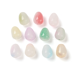 Opaque Spray Painted Glass Beads, Teardrop, Mixed Color, 10x8.5mm, Hole: 1.8mm(GLAA-D006-09)