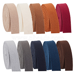 35M 10 Colors Flat Polycotton Ribbon, Garment Accessories, Mixed Color, 1 inch(25mm), 3.5m/color(OCOR-PH0002-67)