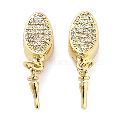 Brass Micro Pave Clear Cubic Zirconia Box Clasps, Real 18K Gold Plated, 19x7x5.5mm, Hole: 1.2mm(KK-Z080-01G)