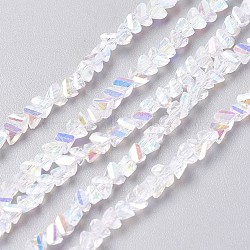 Electroplate Glass Bead Strands, AB Color Plated, Faceted, Triangle, Clear, 3~3.5x2~3x2~3mm, Hole: 0.7mm, about 176~180pcs/strand, 13.4~15.3 inch(34~39cm)(GLAA-F092-A06)