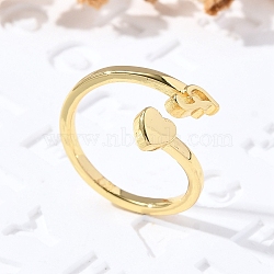 Brass Cuff Rings for Women, Letter, Letter F, Inner Diameter: 15.6mm(RJEW-U044-F)