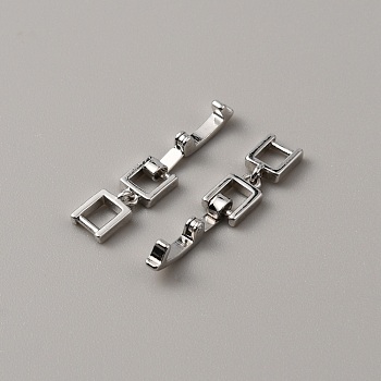 Brass Fold Over Clasps, Bracelet, Necklace Jewelry Extender, Platinum, 29mm, Link: 8x5.5x2mm, Clasp: 10x2x4mm