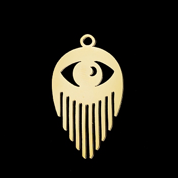 201 Stainless Steel Pendants, Laser Cut, Eye, Golden, 30x16x1mm, Hole: 2mm