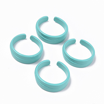 Spray Painted Alloy Cuff Rings, Open Rings, Cadmium Free & Lead Free, Turquoise, US Size 6 1/2(16.9mm)