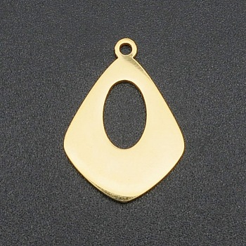 201 Stainless Steel Pendants, Laser Cut, Hollow, Kite, Real 18K Gold Plated, 22x15.5x1mm, Hole: 1.6mm