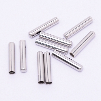 Brass Cord Ends, End Caps, Column, Platinum, 20x4mm, Hole: 3.5mm