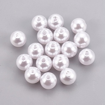 ABS Plastic Imitation Pearl Beads, Round, White, 9.5~10mm, Hole: 2.3mm, about 1000pcs/500g