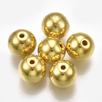CCB Plastic Beads, Round, Golden, 9.5~10x8.5~9mm, Hole: 1.5mm