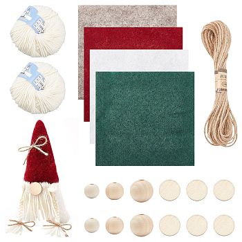 Nbeads DIY Doll Making Kits, Including Wool Embroidery Fabric, Jute Cord, Natural Wood Beads & Cabochons, Wool & Polyacrylonitrile Yarn, Mixed Color, Wool Embroidery Fabric: 150x150x1mm, 4pcs/bag