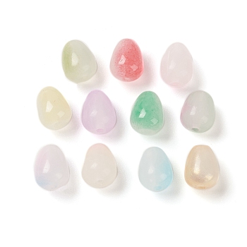 Opaque Spray Painted Glass Beads, Teardrop, Mixed Color, 10x8.5mm, Hole: 1.8mm