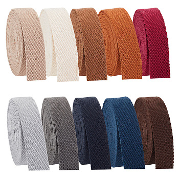 35M 10 Colors Flat Polycotton Ribbon, Garment Accessories, Mixed Color, 1 inch(25mm), 3.5m/color