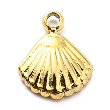 304 Stainless Steel Charms, Shell Charm, Real 14K Gold Plated, 8x6x1.5mm, Hole: 1mm