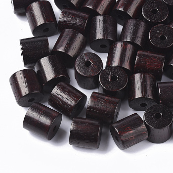 Natural Sandalwood Beads, Waxed Wooden Beads, Dyed, Column, Coconut Brown, 12x12mm, Hole: 2.5mm, about 450pcs/500g