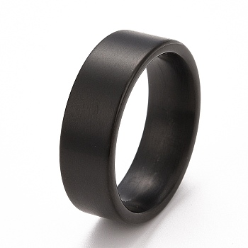 Ion Plating(IP) 304 Stainless Steel Plain Band Finger Ring for Men Women, Electrophoresis Black, 8mm, US Size 10(19.8mm)