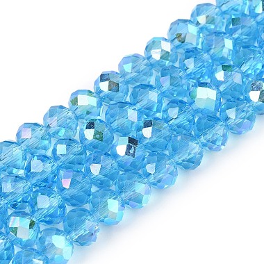 Deep Sky Blue Rondelle Glass Beads