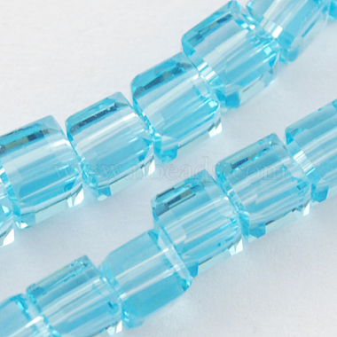 8mm LightSkyBlue Cube Glass Beads