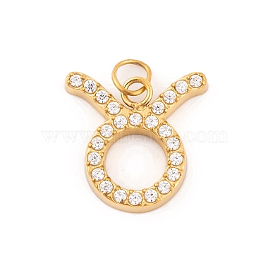 Real 18K Gold Plated Clear Taurus Stainless Steel+Cubic Zirconia Charms