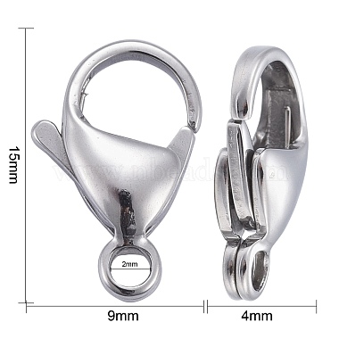 304 Stainless Steel Lobster Claw Clasps(STAS-AB15)-3