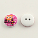 2-Hole Owl Pattern Printed Wooden Buttons(BUTT-R031-080)-2