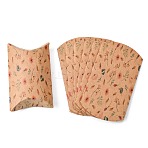 Paper Pillow Gift Boxes, Packaging Boxes, Party Favor Sweet Candy Box, Flower Pattern, BurlyWood, 9.9x5.5x0.1cm, Finished Product: 8x5.5x2cm(CON-J002-S-07A)