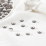 100Pcs Tibetan Style Alloy Spacer Beads, Flat Round, Antique Silver, 7.5x4mm, Hole: 1.6mm(FIND-LP0001-11)