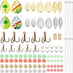 Fishing Accessories, Including Iron Fishing Gear, Fishing Lures, PE Fishing Luminous Beads, Claws Hooks and Eye Pins, Mixed Color, 6x6x1.5mm, Hole: 1mm(FIND-FH0002-47)