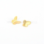 Textured Alloy Cabochons, Nail Art Decoration Accessories for Women, Butterfly, Golden, 7.5x7.5x2.5mm(MRMJ-WH0060-53G)