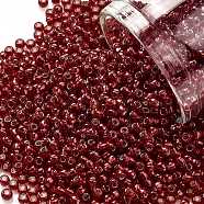 TOHO Round Seed Beads, Japanese Seed Beads, (25C) Silver Lined Ruby, 11/0, 2.2mm, Hole: 0.8mm, about 1110pcs/bottle, 10g/bottle(SEED-JPTR11-0025C)