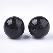 Resin Beads, Imitation Gemstone, Round, Black, 16~16.5mm, Hole: 3.5mm(RESI-S377-14B-01)