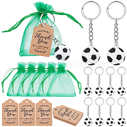 AHADERMAKER 20Pcs Organza Gift Bags with Drawstring, with 20Pcs Plastic 3D Football Keychains, 20Pcs Rectangle Thank You Theme Kraft Paper Cord Display Cards, Mixed Color, 60pcs/set(OP-GA0003-34)