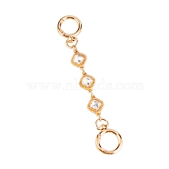 Rhombus Alloy Rhinestone Bag Extender Chains, with Ring Clasps, for Bag Straps Replacement Accessories, Golden, Crystal, 160x27mm(PW-WG08B98-01)