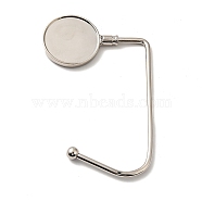 Zinc Alloy Bag Hangers, Purse Hooks, with Thick Right Angled Hook, Round, Platinum, 9.9~11.4x7x0.4~0.7cm, Tray: 3.4cm(BAGH-O001-08P)