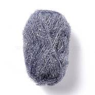 Polyester Crochet Yarn, Sparkling Scrubby Yarn, for Dish Scrubbies, Dishcloth, Decorating Crafts Knitting, Gray, 10~13x0.5mm, 218.72 yard(200m)/roll(OCOR-G009-01G)