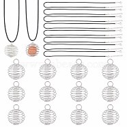 Round Wire Pendant Necklaces DIY Making Kit, Including Round Iron Wire Pendants, Waxed Cotton Cord Necklace Making, Platinum, Pendant: 40pcs/set(DIY-SC0017-53)