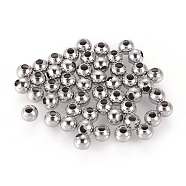 304 Stainless Steel Hollow Round Seamed Beads, for Jewelry Craft Making, Stainless Steel Color, 5x4.5mm, Hole: 2mm(STAS-R032-5mm)