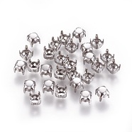 316 Stainless Steel Sew on Prong Settings, Claw Settings for Pointed Back Rhinestone, Prong Settings, Round, Stainless Steel Color, 4x3.8mm, Hole: 0.8mm, Inner: 3mm(X-STAS-I118-05P-01)