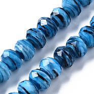 Handmade Lampwork Beads Strands, Abacus, Faceted, Dodger Blue, 11.5x8.5mm, Hole: 1.5mm, about 45pcs/strand, 15.16 inch(38.5cm)(LAMP-T007-12B)